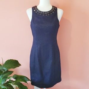NEW Trina Turk Navy Cocktail Dress Beaded …